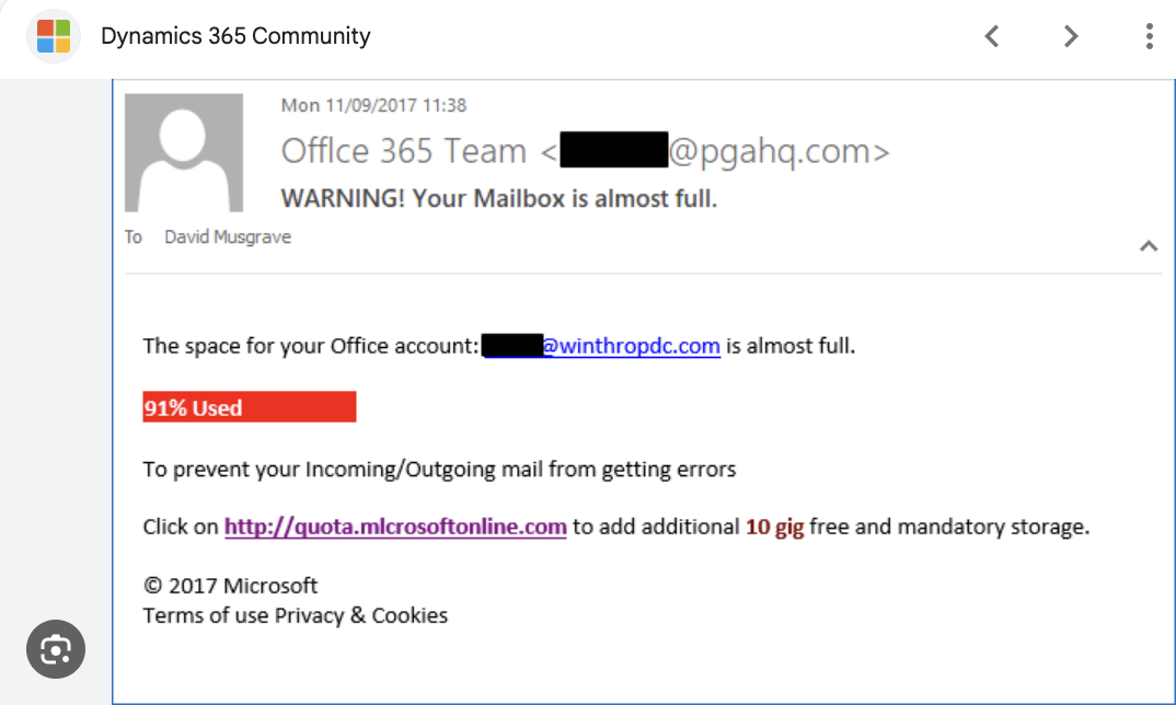 mailboxalmostfullscam